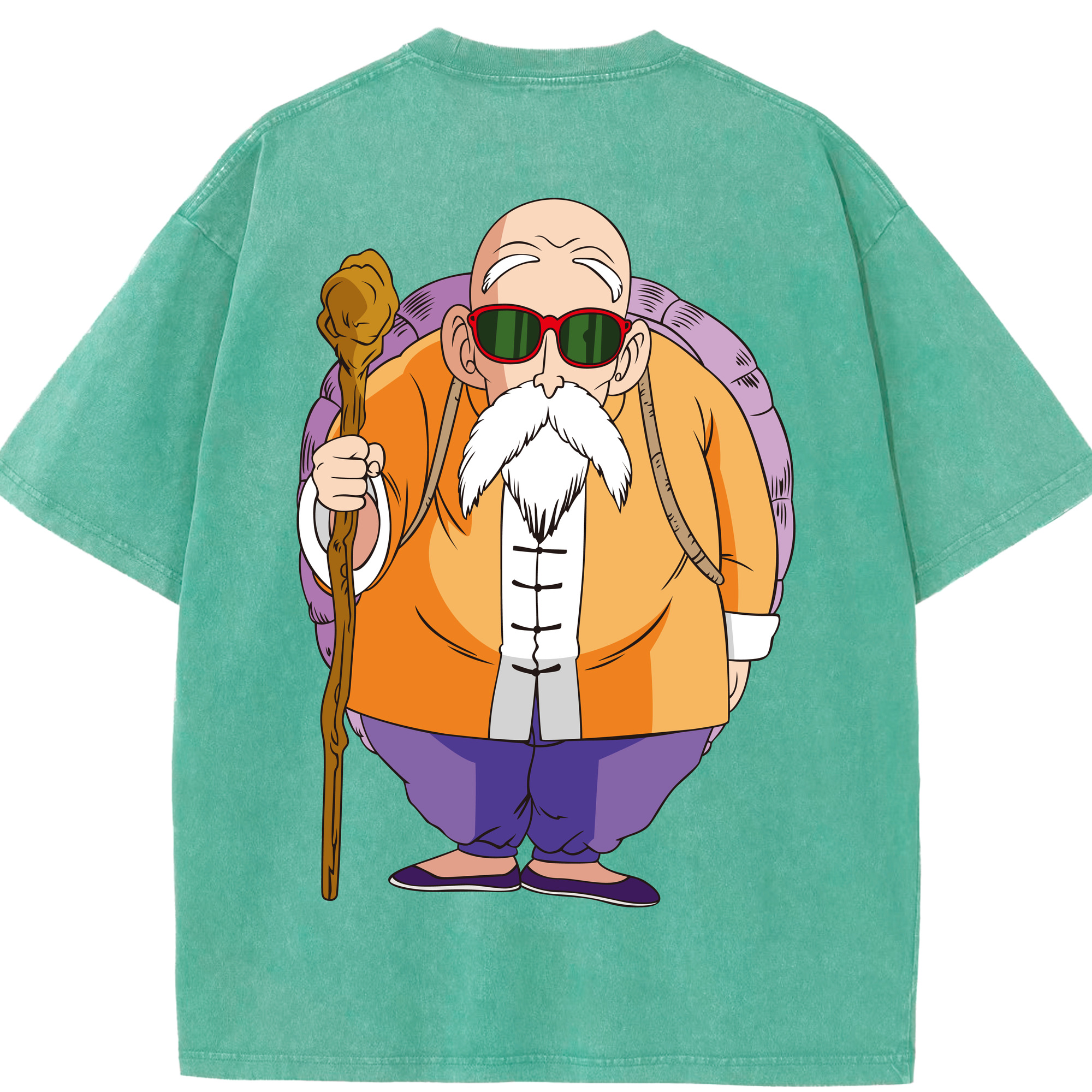 （画像用） ドラゴンボール 亀仙人（かめせんにん） DRAGON BALL Master Roshi Kame Sennin 綿100% ヴィンテージ風 半袖Tシャツ（背面プリント）